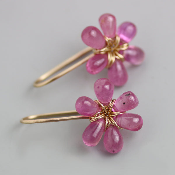 Pink Sapphire Fleurs in 14k Gold - Wendy Stauffer of Fuss Jewelry