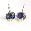 SOLD!  Tanzanite Earrings with Pearl Clusters in 22k, 18k Gold and Oxidized Silver - Wendy Stauffer of Fuss Jewelry