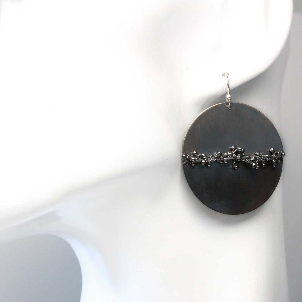 Midnight Circle Earrings with Sprout Seam - Wendy Stauffer of Fuss Jewelry