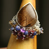 SOLD Brown Rutile with Blue Sapphire and Garnet Fringe - Wendy Stauffer of Fuss Jewelry