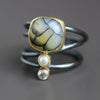 SOLD - Snake Agate, Pearl and Topaz Swirled Band Ring. Size 7. - Wendy Stauffer of Fuss Jewelry