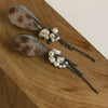 Druzy Agate Post Earrings with Trailing Pearls and Wispy Chains - Wendy Stauffer