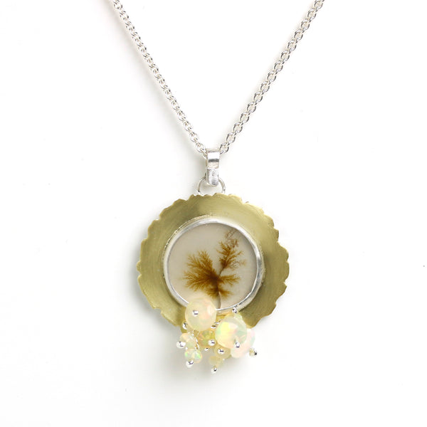 Dendritic Opal in a Botanical Frame Pendant - Wendy Stauffer