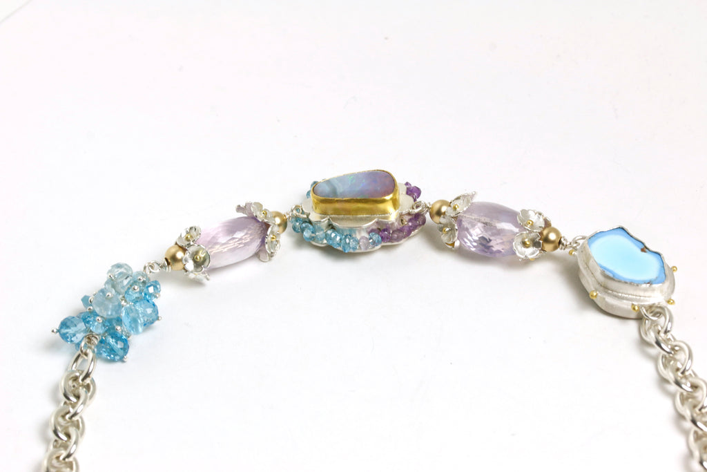 Lavender Turquoise and Ombre Opal Linked Necklace - Wendy Stauffer