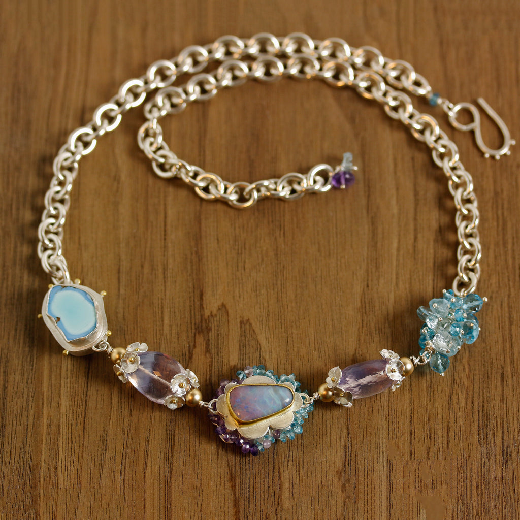 Lavender Turquoise and Ombre Opal Linked Necklace - Wendy Stauffer