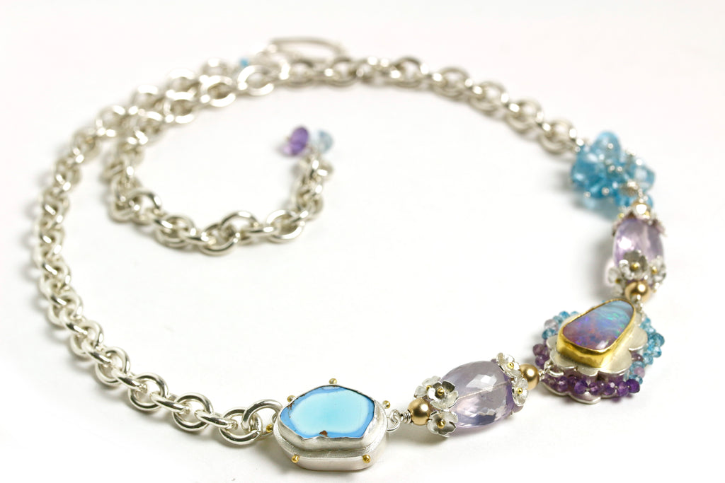 Lavender Turquoise and Ombre Opal Linked Necklace - Wendy Stauffer