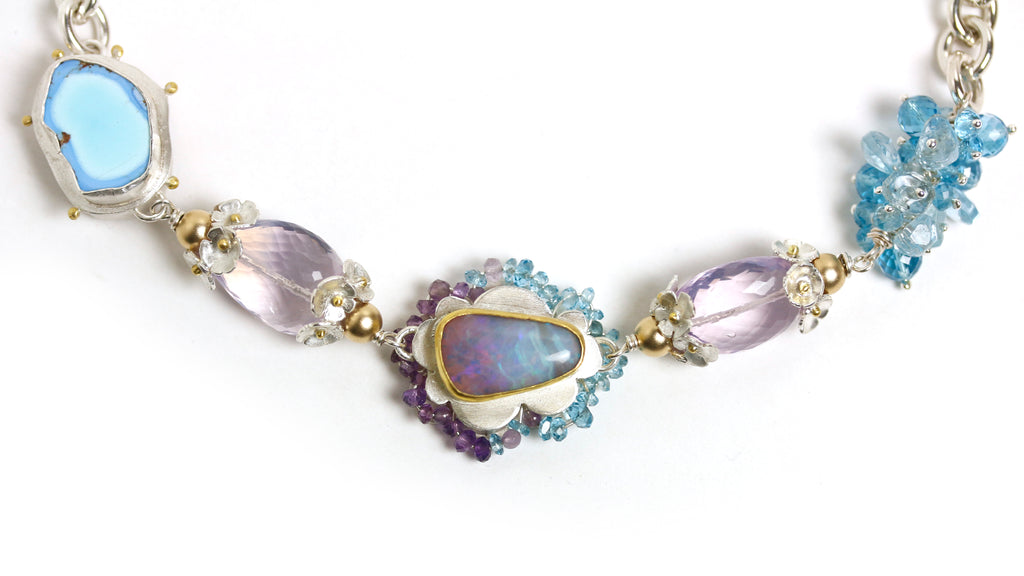 Lavender Turquoise and Ombre Opal Linked Necklace - Wendy Stauffer