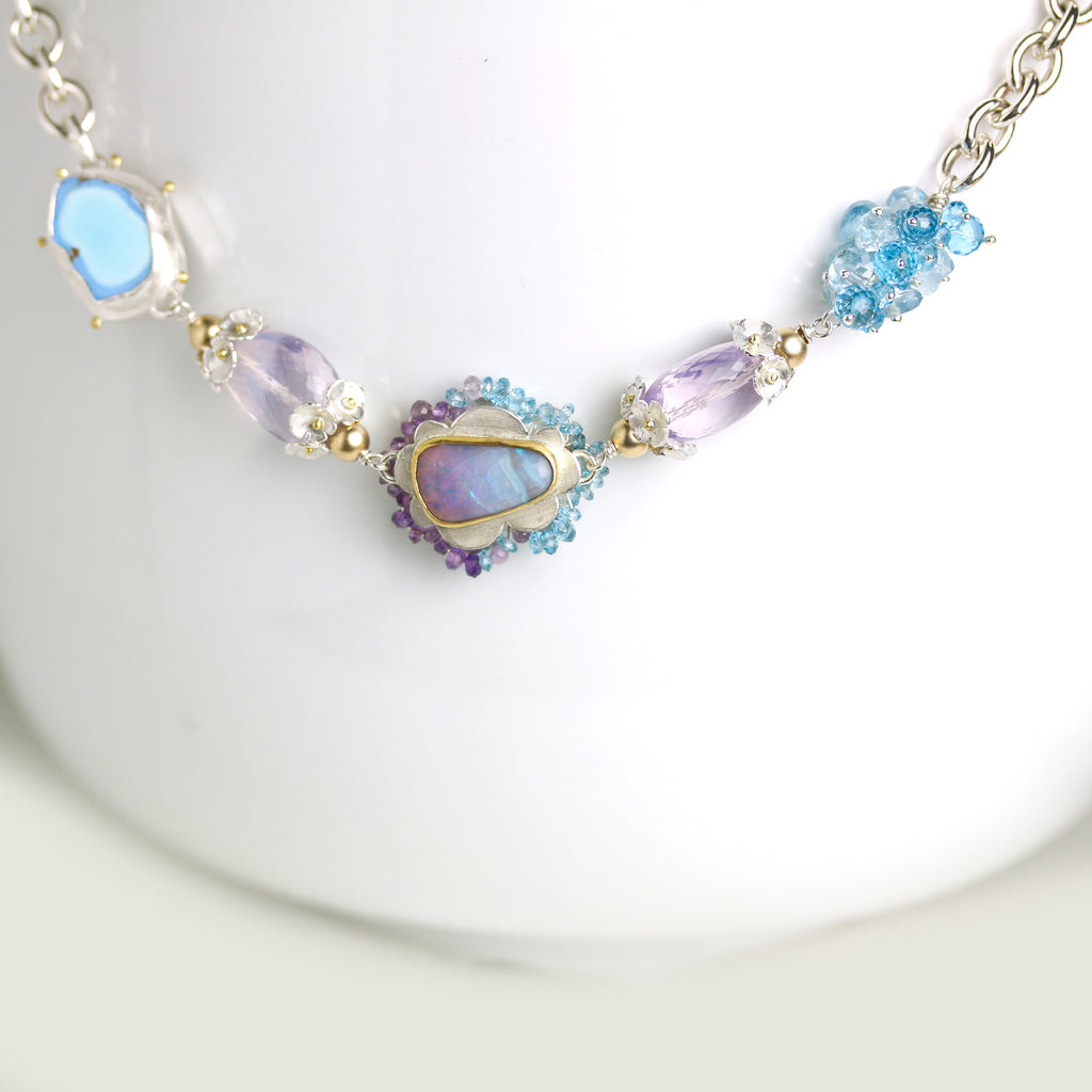 Lavender Turquoise and Ombre Opal Linked Necklace - Wendy Stauffer