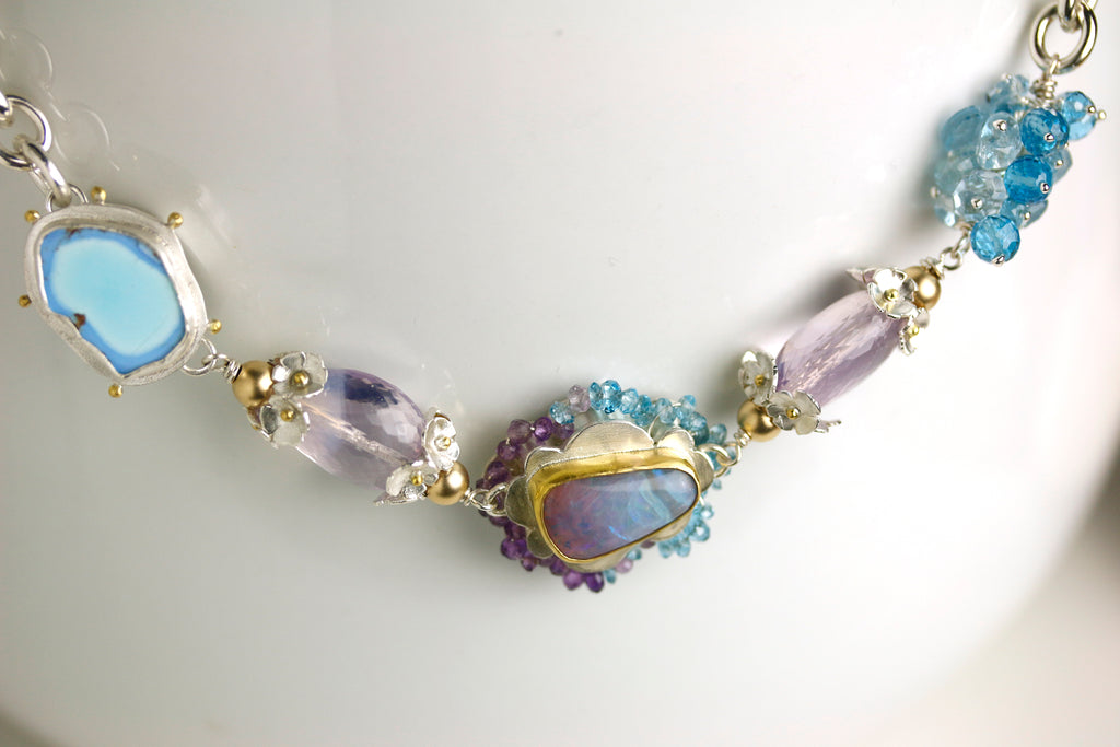 Lavender Turquoise and Ombre Opal Linked Necklace - Wendy Stauffer