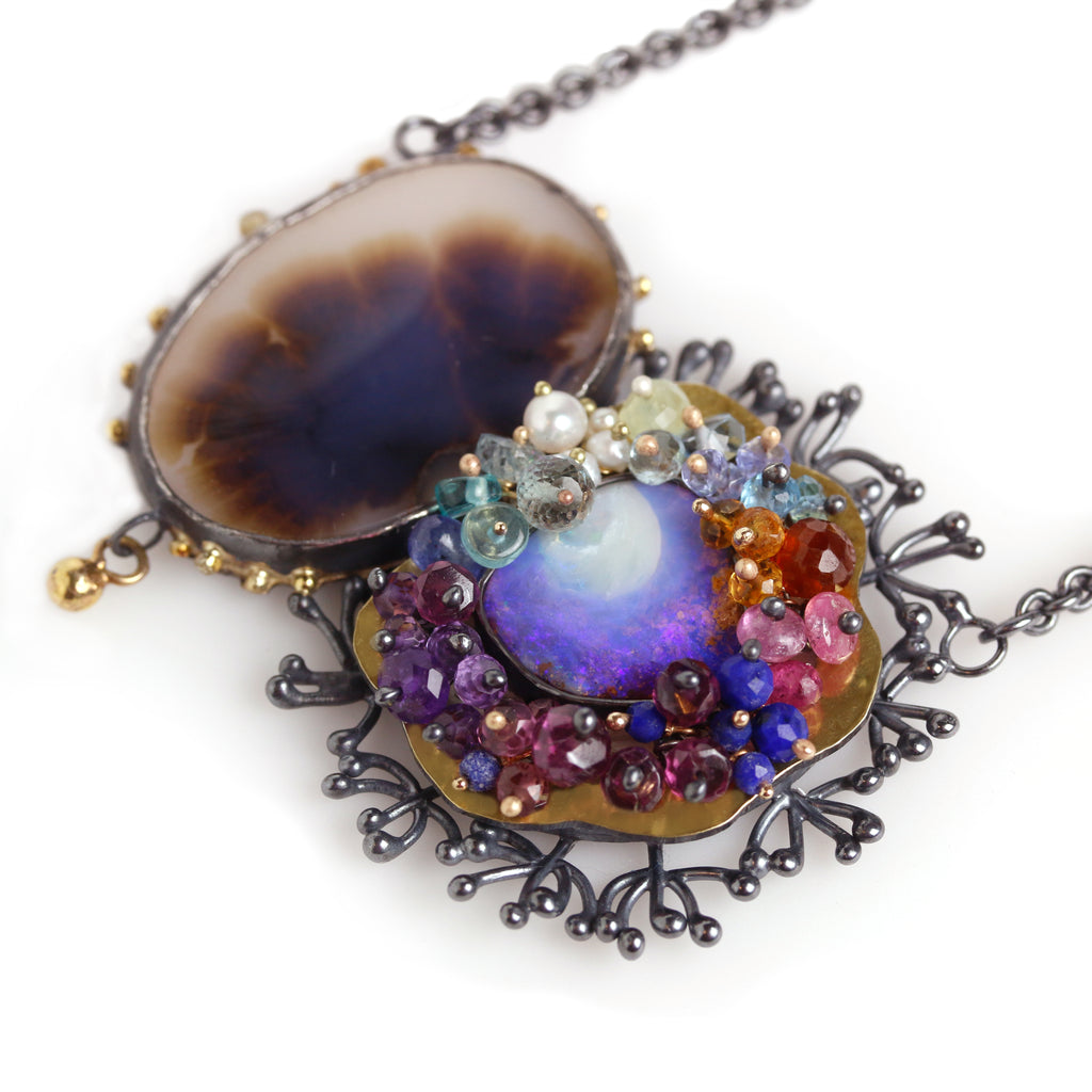 Close up of pendant from the right side at an angle.