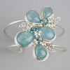 SOLD  Climbing Aquamarines Cuff with London Blue Topaz and Pearls - Wendy Stauffer of Fuss Jewelry