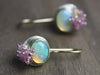 Sold - Opal and Pink Sapphire Earrings 18k Gold and Silver - Wendy Stauffer of Fuss Jewelry