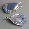 SOLD Bold Chalcedony Silver Dangle Earrings with Blue Sapphire Fringe - Wendy Stauffer of Fuss Jewelry