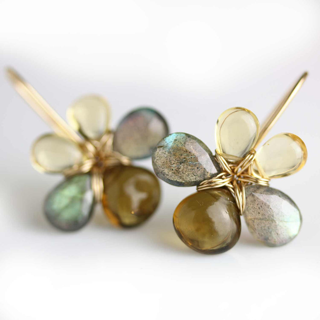 Shades of Sand and Stone Flower Earrings - Wendy Stauffer of Fuss Jewelry