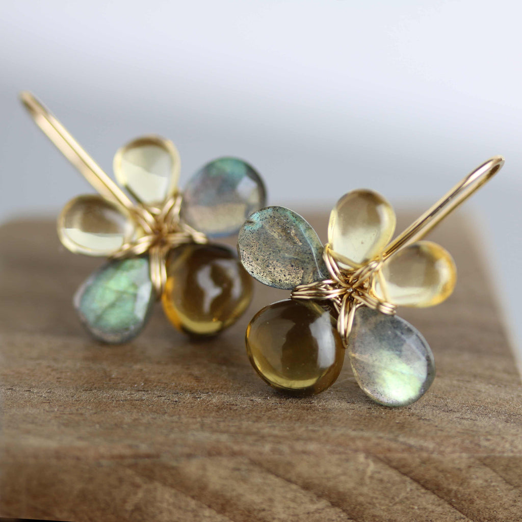 Shades of Sand and Stone Flower Earrings - Wendy Stauffer of Fuss Jewelry
