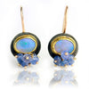 Solid Australian Opal Dangles with Tanzanite Clusters. Blue Opal. - Wendy Stauffer of Fuss Jewelry