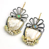 SOLD - Flower Topped White Plume Agate Earrings - Wendy Stauffer of Fuss Jewelry