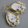 Sold White Druzy and Gold Dream Earrings with Pearl Fringe - Wendy Stauffer of Fuss Jewelry