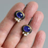 SOLD!  Tanzanite Earrings with Pearl Clusters in 22k, 18k Gold and Oxidized Silver - Wendy Stauffer of Fuss Jewelry