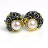 Pearl and French Knot with Gold Dot Post Earrings - Wendy Stauffer of Fuss Jewelry