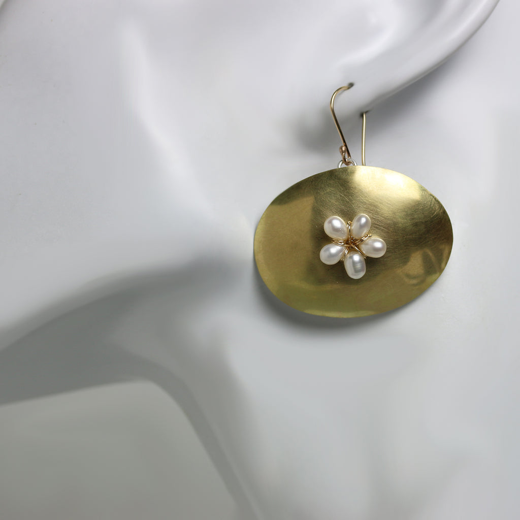 Gold Ovals and Pearl Flowers - Wendy Stauffer of Fuss Jewelry