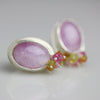 Kunzite Post Earrings with Sapphire Cluster - Wendy Stauffer of Fuss Jewelry