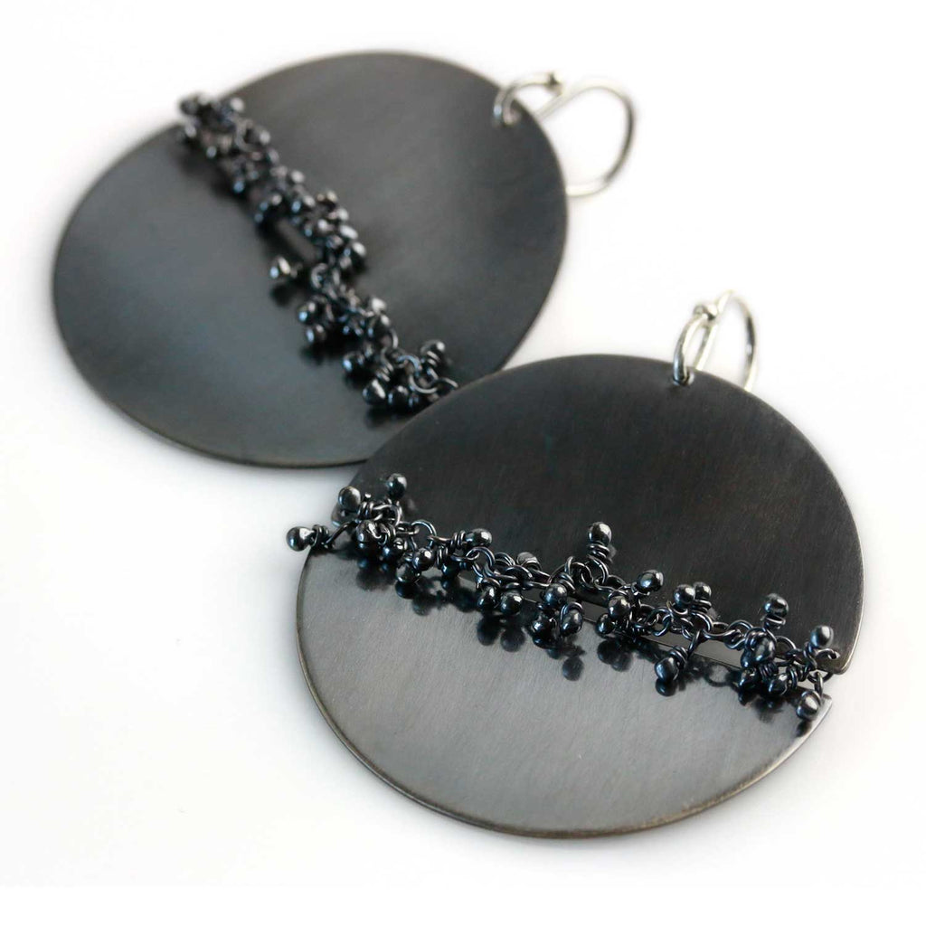 Midnight Circle Earrings with Sprout Seam - Wendy Stauffer of Fuss Jewelry