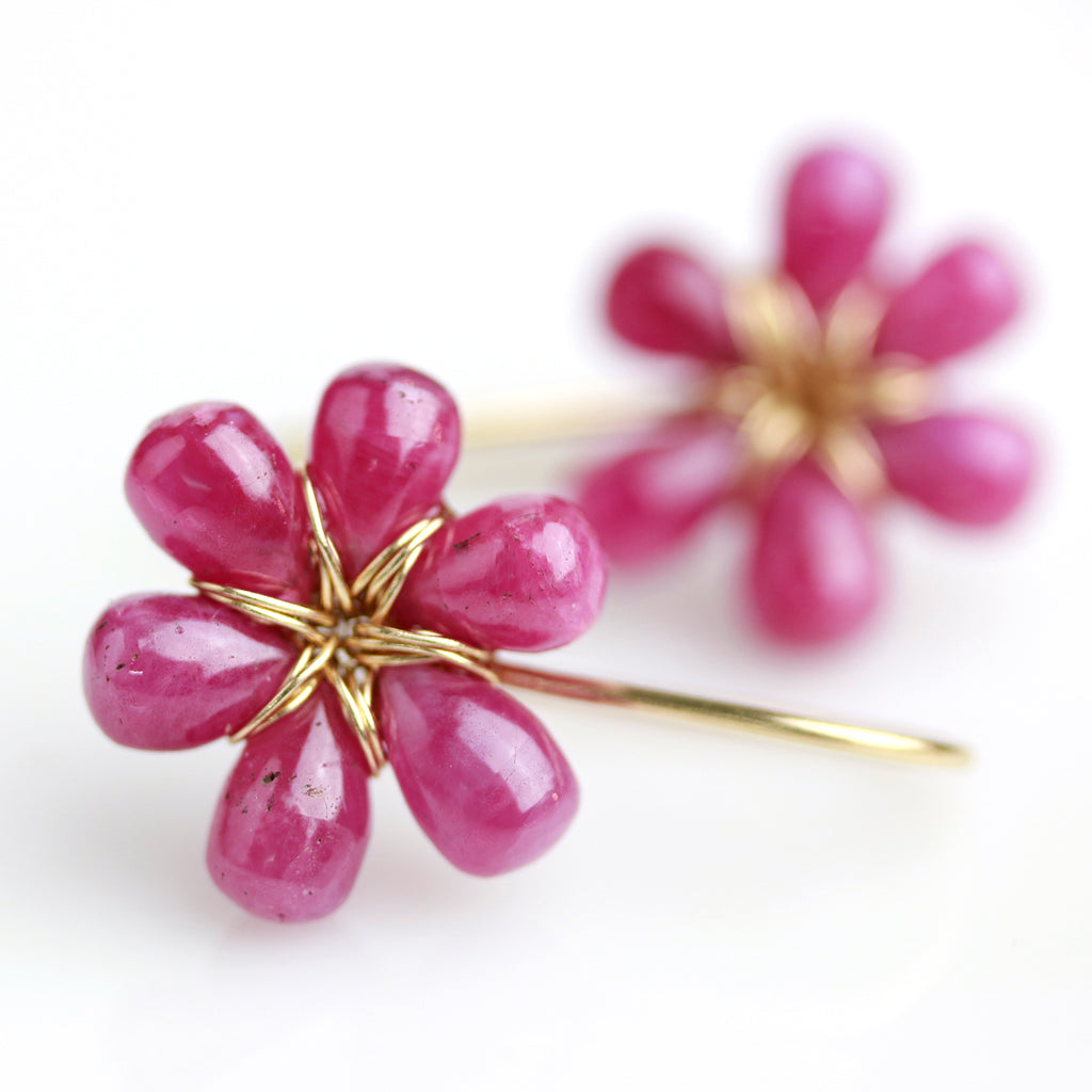 Ruby Fleurs in 14k Gold - Wendy Stauffer of Fuss Jewelry