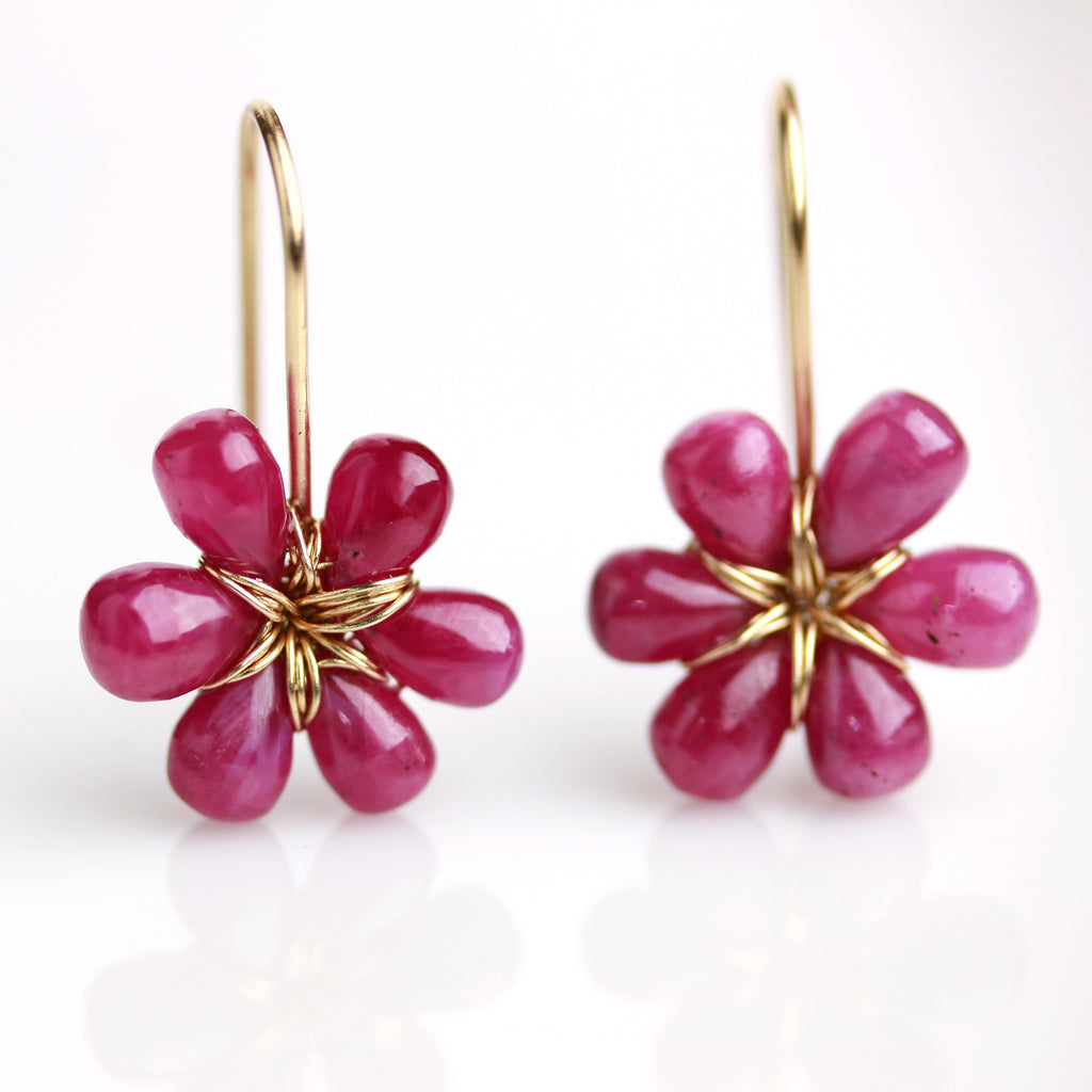 Ruby Fleurs in 14k Gold - Wendy Stauffer of Fuss Jewelry