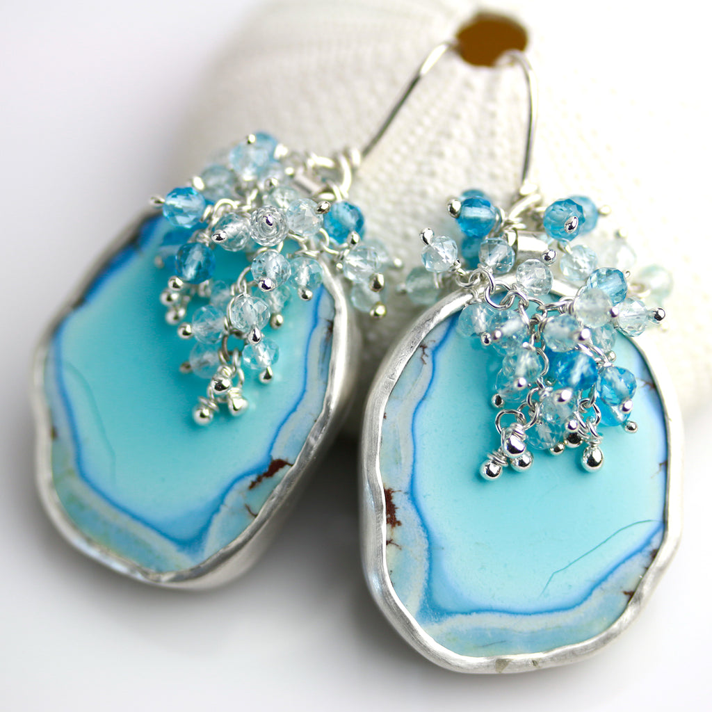 Lavender Turquoise dripping with Blue Topaz - Wendy Stauffer of Fuss Jewelry