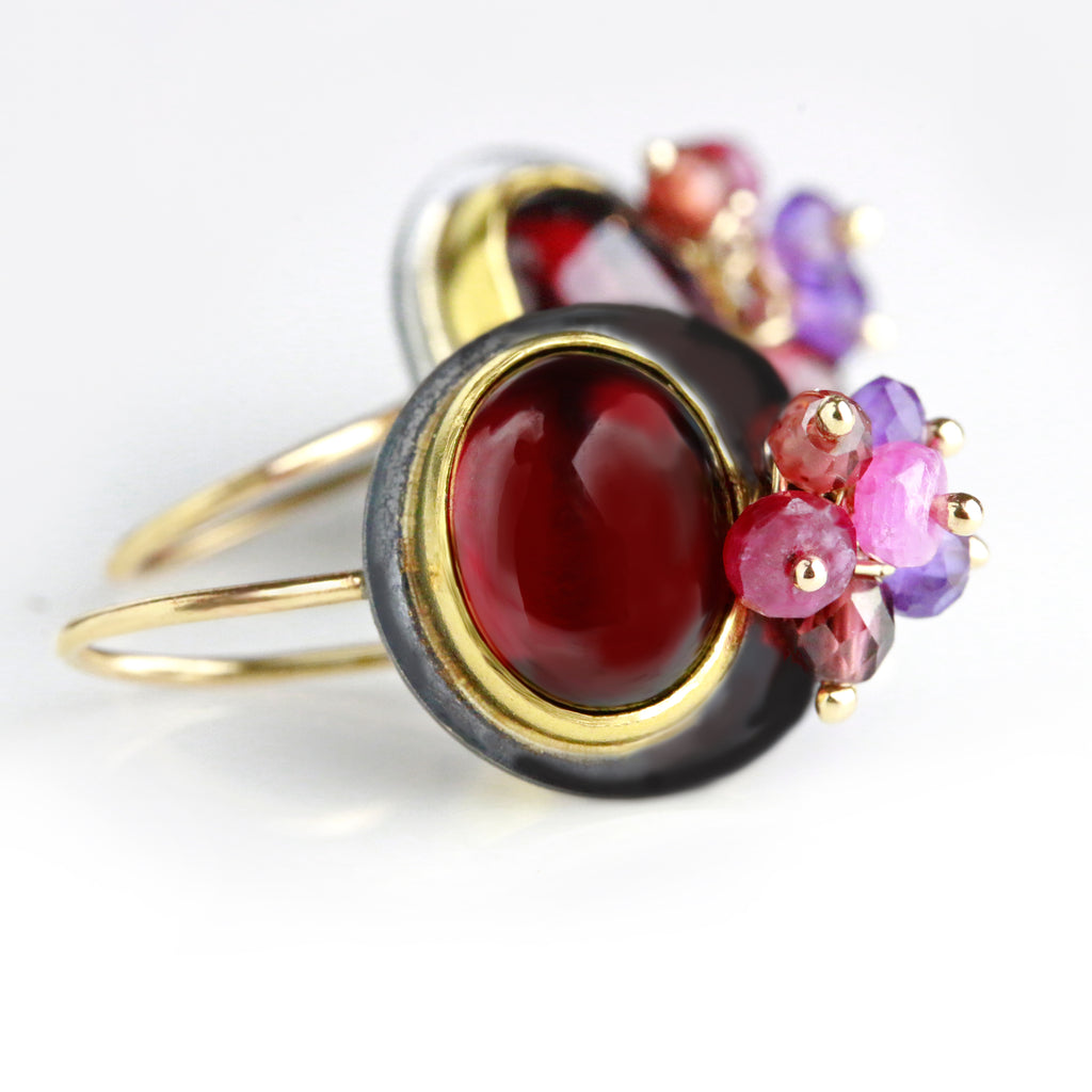 *Garnet Earrings with Amethyst and Pink Sapphire Fringe - Wendy Stauffer of Fuss Jewelry