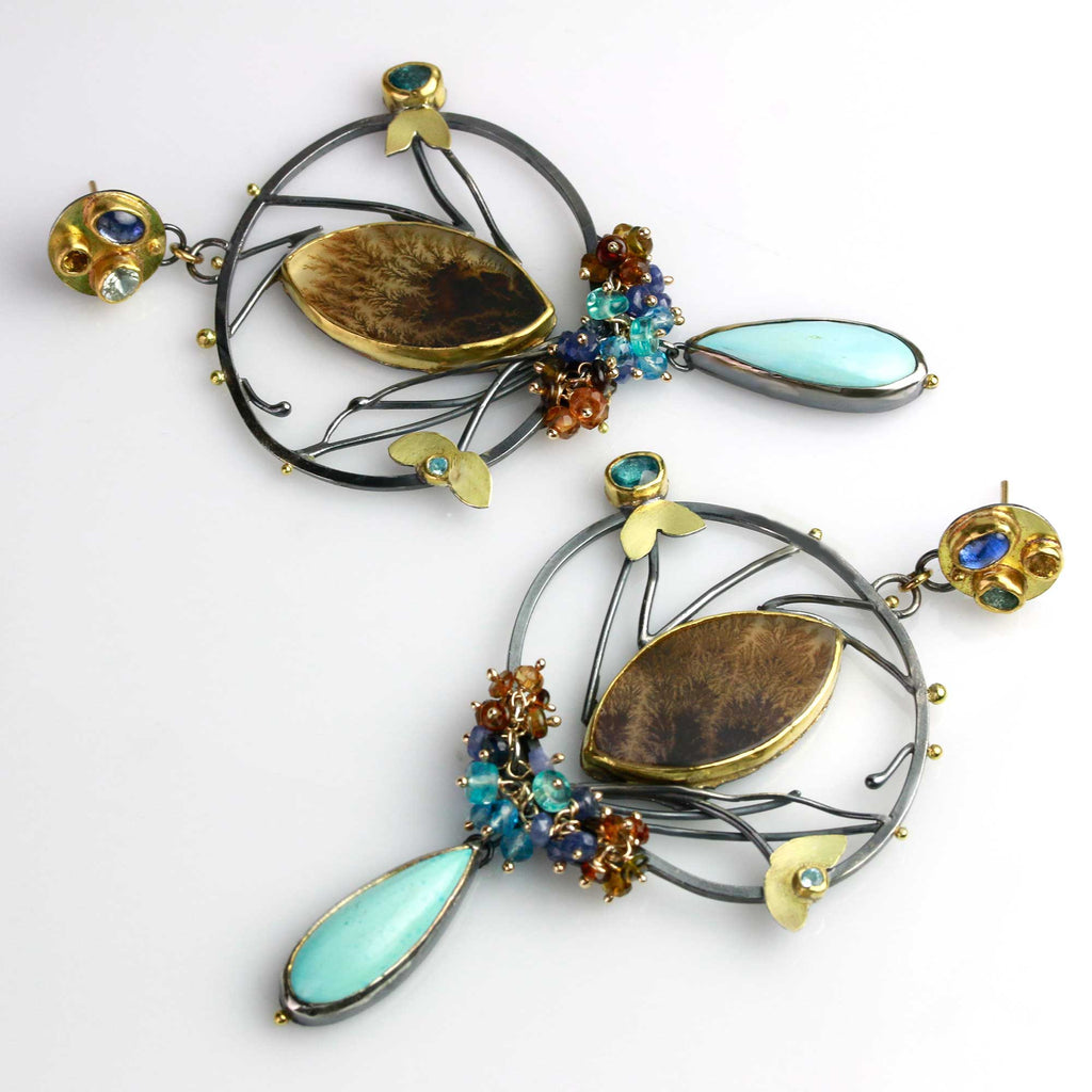 Dendrites and Turquoise Earrings - Wendy Stauffer of Fuss Jewelry