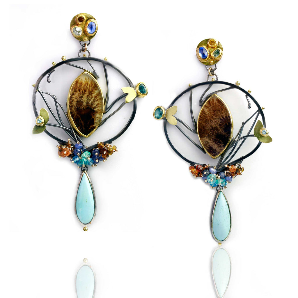 Dendrites and Turquoise Earrings - Wendy Stauffer of Fuss Jewelry