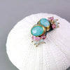 Amazonite Post Earrings with Pink Sapphire Clusters - Wendy Stauffer of Fuss Jewelry