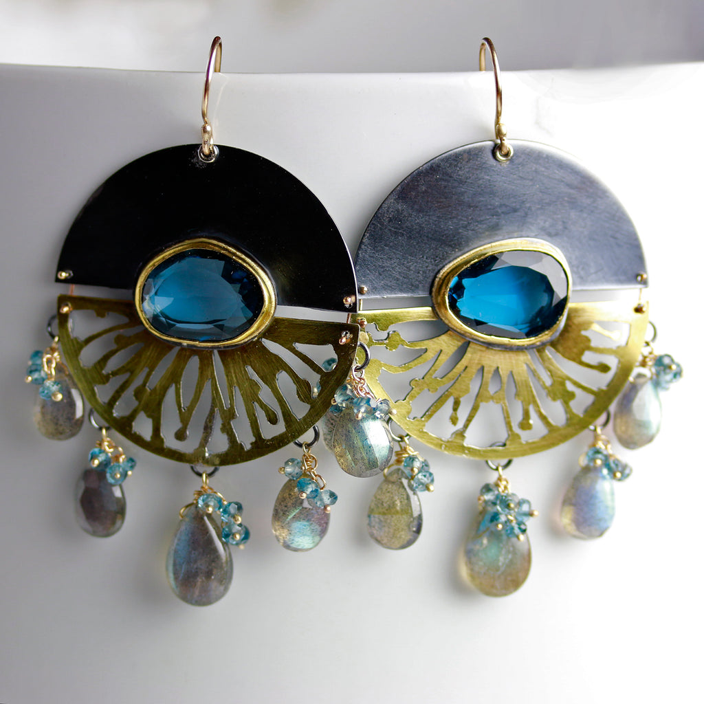 London Blue Topaz Split Disc Earrings - Wendy Stauffer of Fuss Jewelry