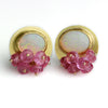 Australian Opal Gold Studs with Pink Sapphire Clusters - Wendy Stauffer of Fuss Jewelry
