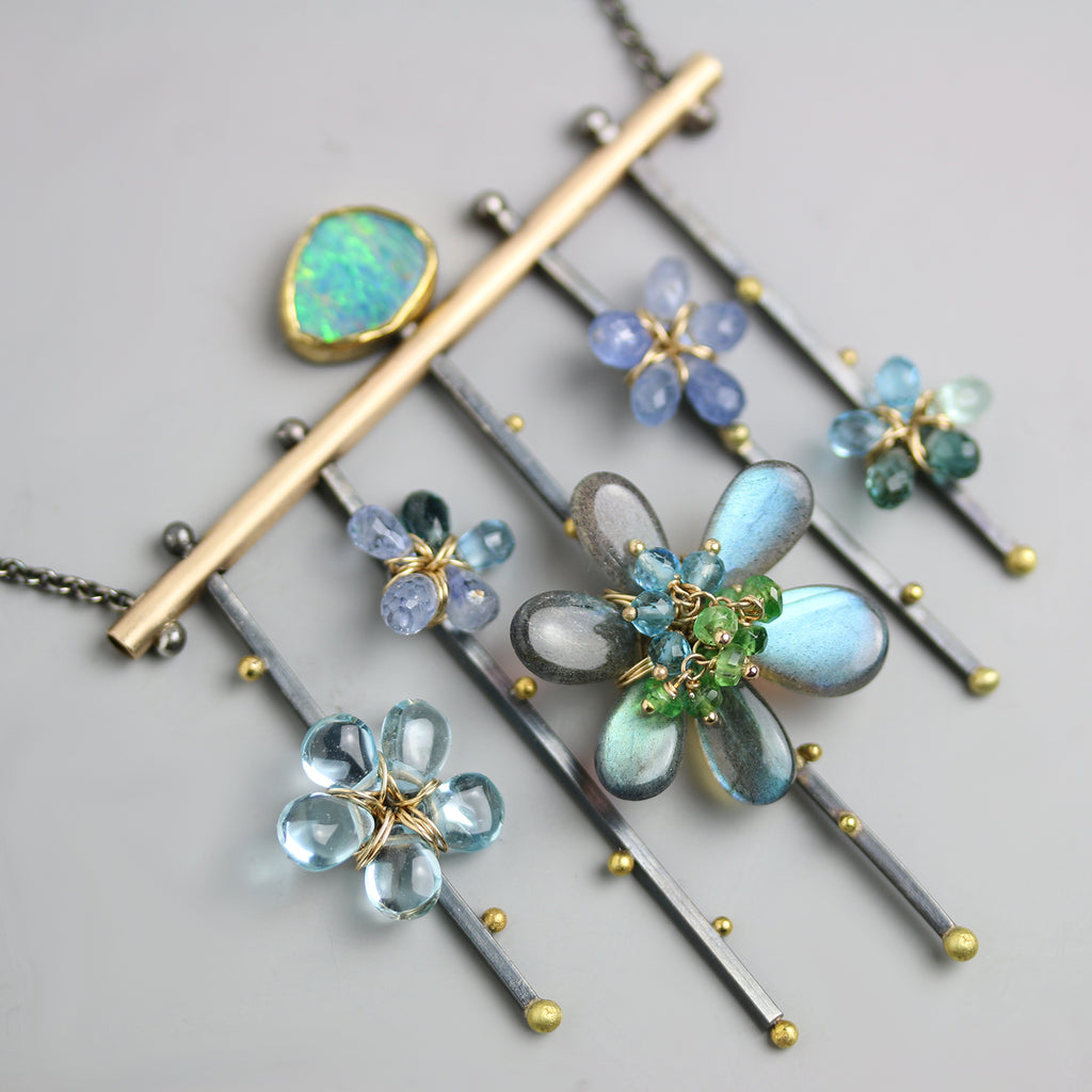 Labradorite Flower Trellis Necklace - Wendy Stauffer of Fuss Jewelry
