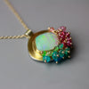 Australian Wood Fossil Opal with Rainbow Sapphire and Tourmaline Fringe - Wendy Stauffer of Fuss Jewelry