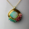 Australian Wood Fossil Opal with Rainbow Sapphire and Tourmaline Fringe - Wendy Stauffer of Fuss Jewelry