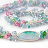 SOLD  Icy Blue Opal with Aqua Nugget and Pink Sapphire Hand-wrapped Chain - Wendy Stauffer of Fuss Jewelry