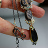 Dendritic Column with Opal Clusters and Black Druzy - Wendy Stauffer of Fuss Jewelry