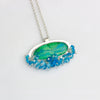 Chrysocolla Malachite Pendant with Blue Topaz Fringe - Wendy Stauffer of Fuss Jewelry