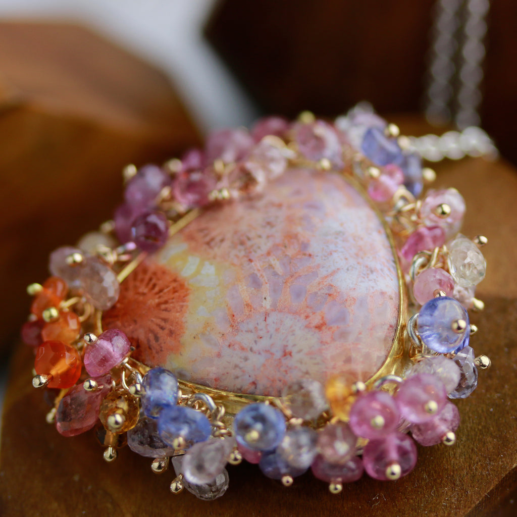 Pastel Fossil Coral Fringed Pendant - Wendy Stauffer of Fuss Jewelry
