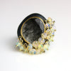 Black Rutilated Quartz with Ethiopian Opal Fringe Ring. Size 6 1/2. - Wendy Stauffer of Fuss Jewelry