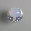 SOLD - Natural Blue Chalcedony with Tanzanite and Pearl Fringe. Size 8 1/4. - Wendy Stauffer of Fuss Jewelry