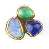 SOLD Rock Party Ring - Wood Fossil Opal, Tanzanite and Gem Silica. Size 7. - Wendy Stauffer of Fuss Jewelry