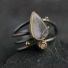 SOLD  Dendritic Agate and Opal Ring on Swirled Band - Wendy Stauffer of Fuss Jewelry