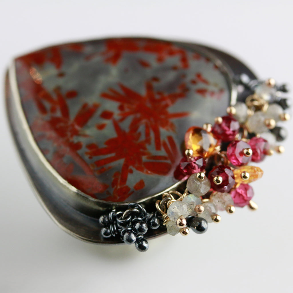 Stellated Jasper with Fringe Ring. Size 8 3/4. - Wendy Stauffer of Fuss Jewelry