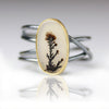 Oval Dendritic Agate on Oxidized Swirled Band. Size 7 1/2. - Wendy Stauffer of Fuss Jewelry