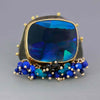 Lightning Ridge Black Opal Ring with Fringe and Gold Dotted Edges. Size 6 1/2. - Wendy Stauffer of Fuss Jewelry
